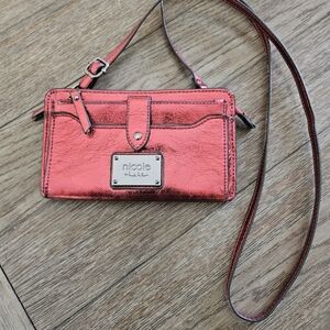 Nicole Miller Red Metallic Crossbody Bag